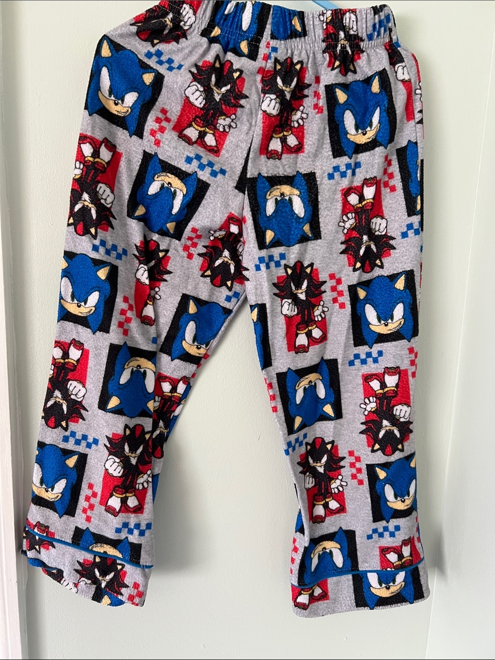 Kids Fleece Pajama Pants - Gray Blue Red Character Print